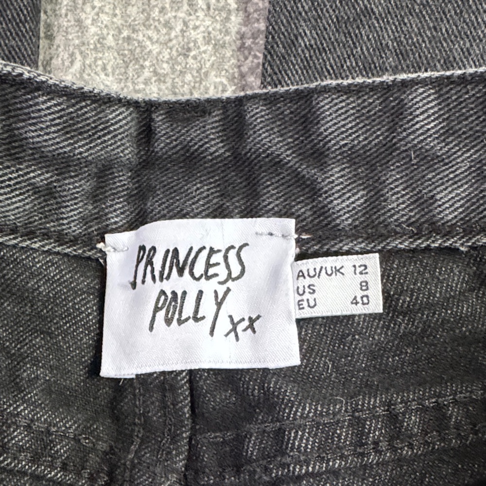 Princess Polly Hammer Wide Leg Baggy Distressed Black Jeans Women’s 8 - Picture 9 of 14